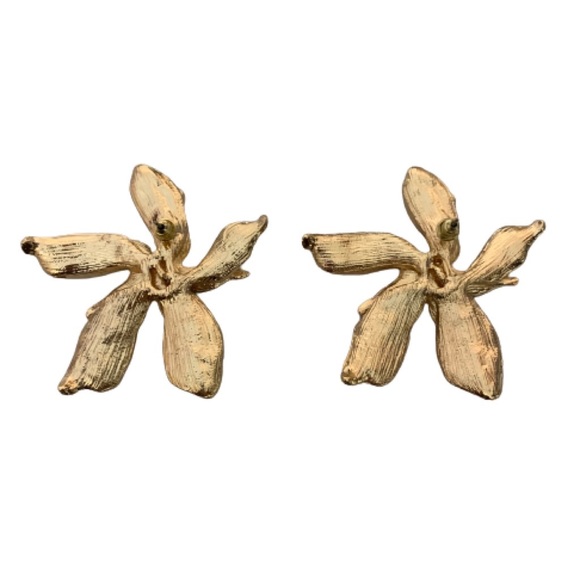 Big Gold Flower Statement Earrings Petals Jewelry - Picture 3 of 12
